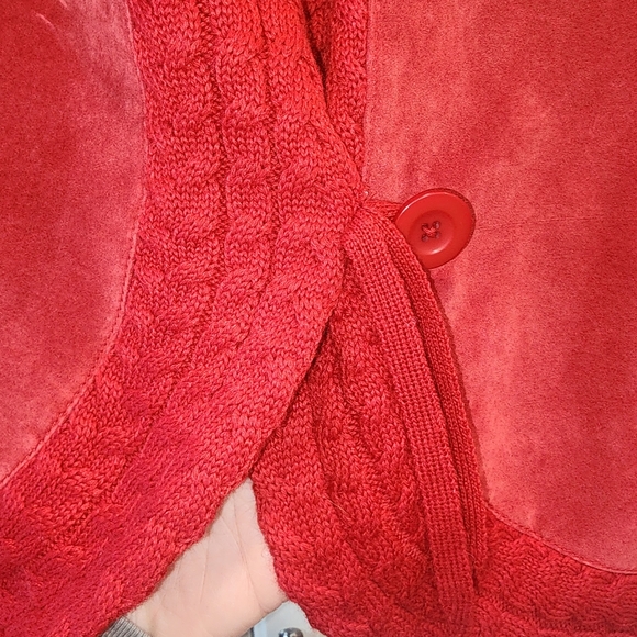 Coldwater Creek Red Leather Jacket with Braided Detail - Picture 3 of 8